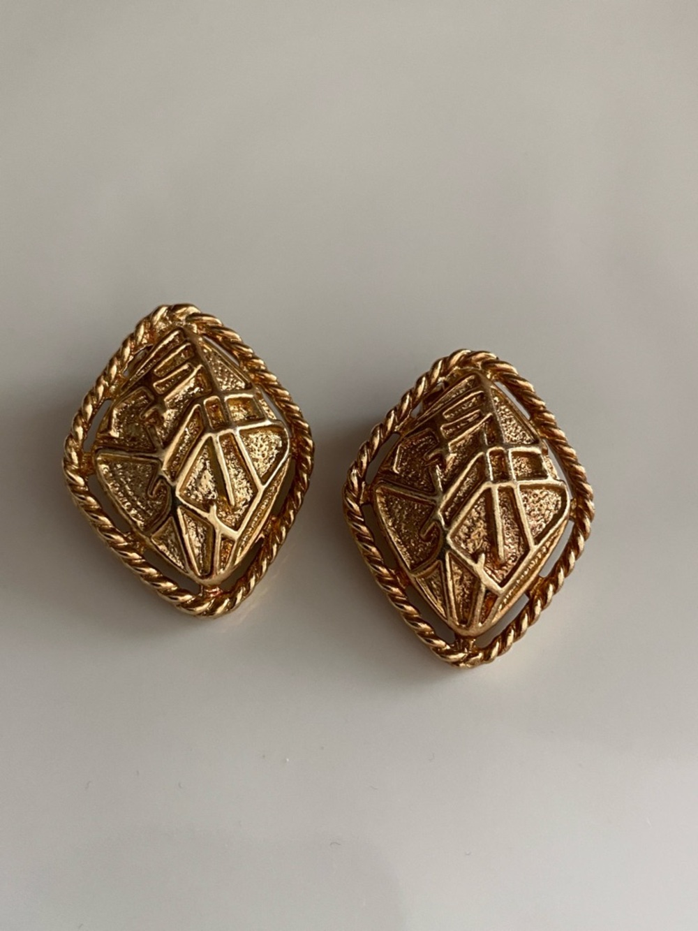 Sarah Coventry Textured Gold-Tone Geometric Clip Earrings